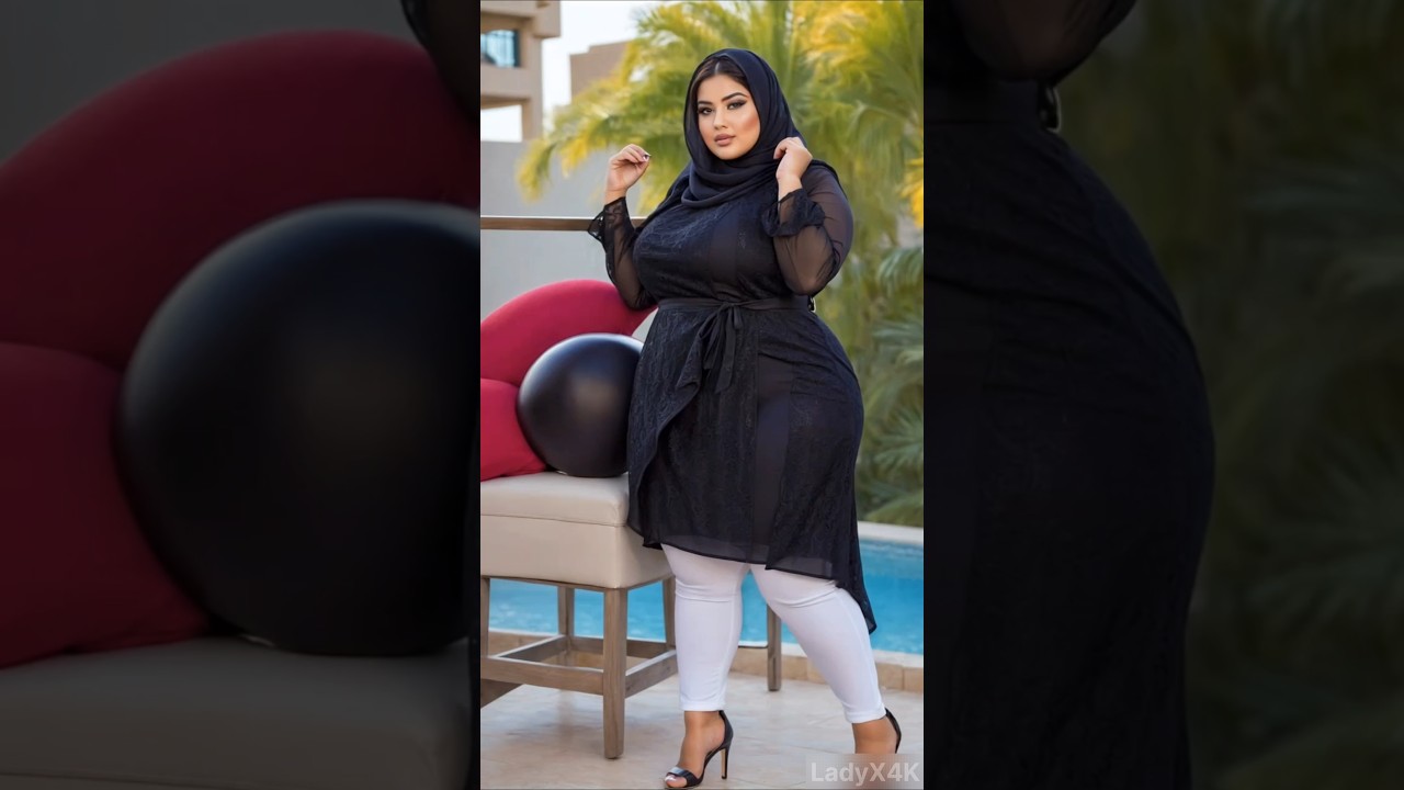 Dubai Natural Beauty Walking in Black Dress 