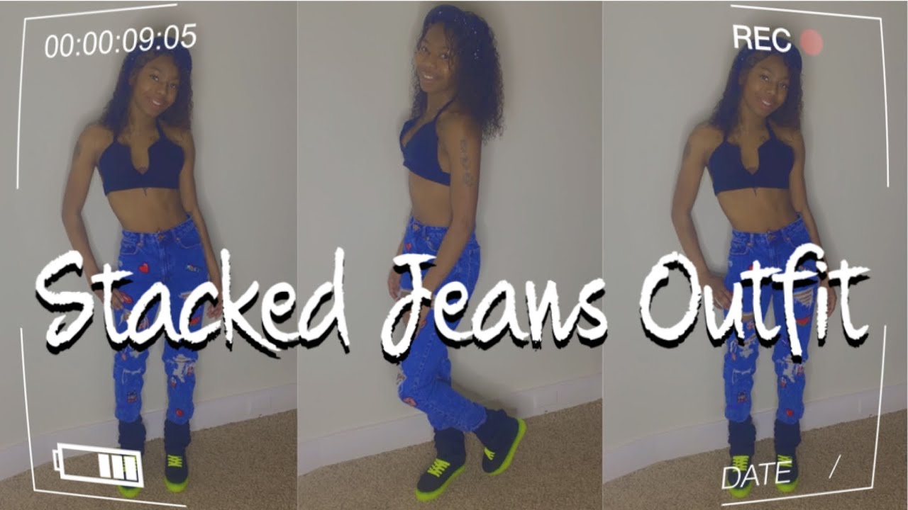 Stacked Jeans Outfit - YouTube