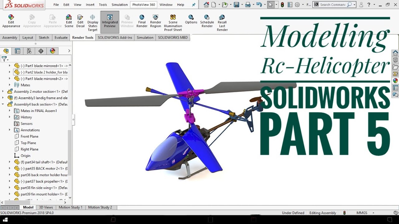HELICOPTER USING SOLIDWORKS Part-5-IN [2020] - YouTube