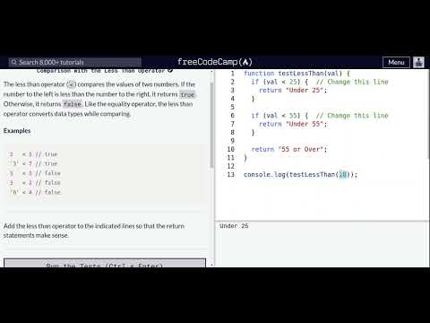 Lesson 67 | Basic JavaScript | Comparison with the Less Than Operator