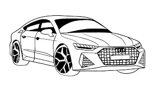 How to Draw an AUDİ RS7 2023 - 2023 AUDİ RS7 KOLAY ARABA ÇİZİMİ - [ Easy Car Drawing Tutorial ]