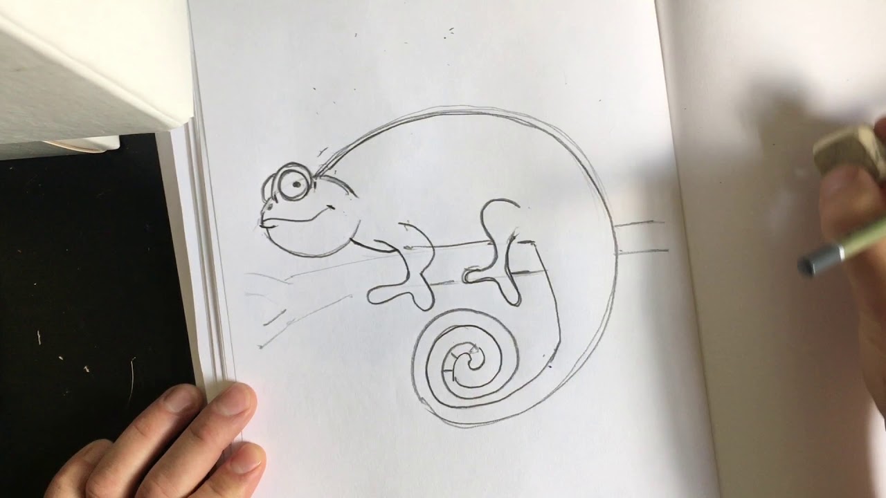  Chameleon Drawing Tutorial - YouTube