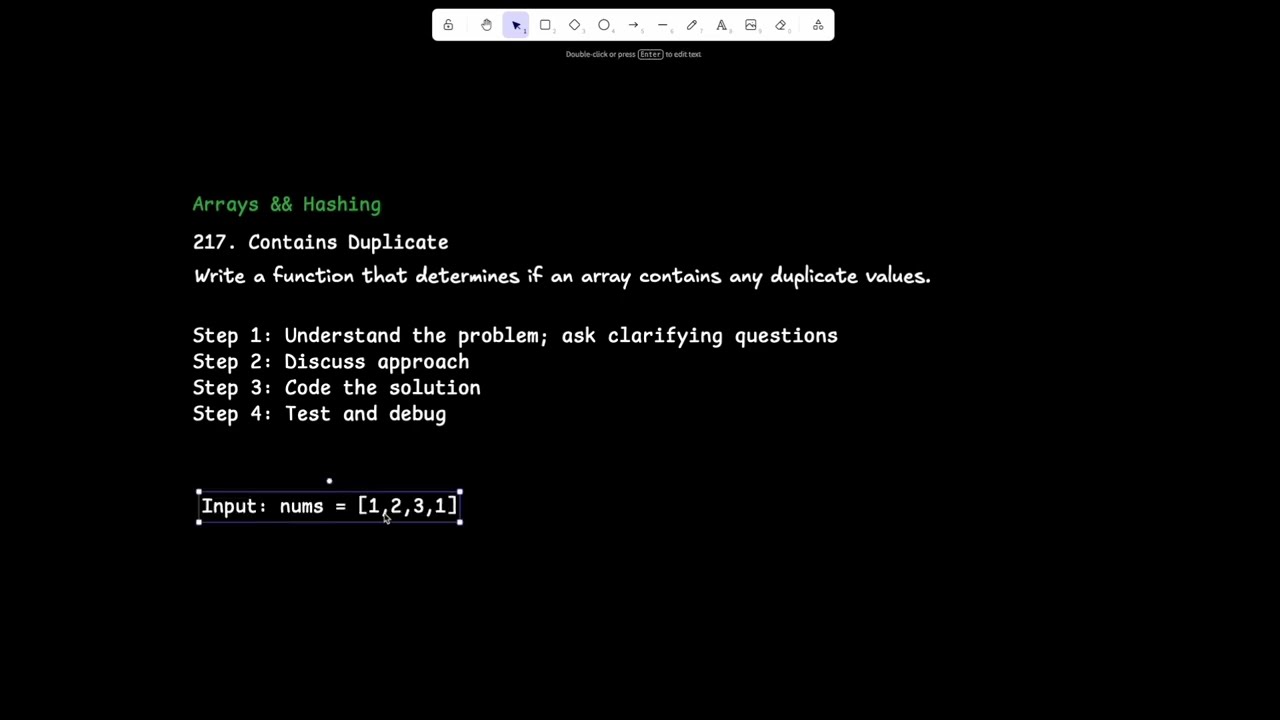 Coding Interview Walkthrough: Detect Duplicates in an Array (Step-by-Step)