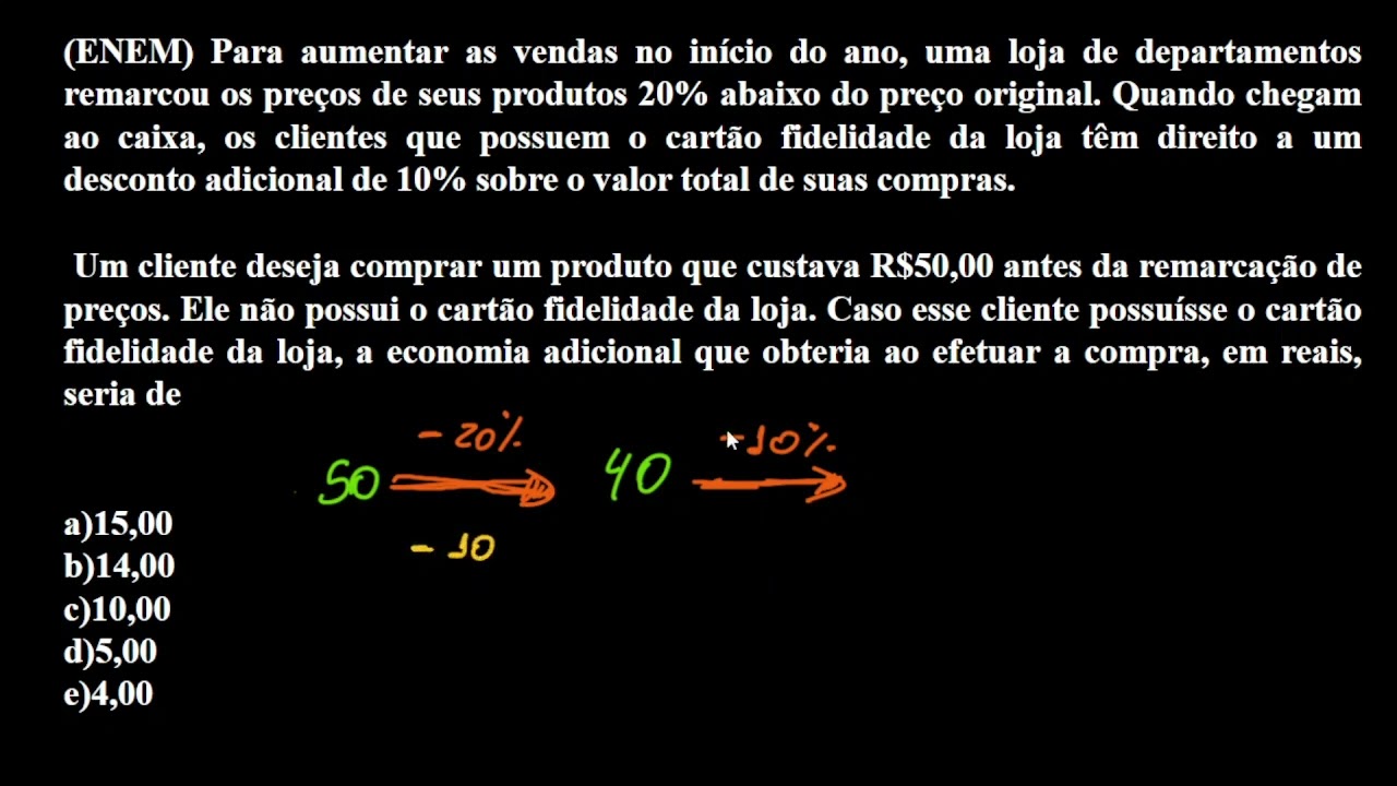 ENEM 2013 Matemática #28 - Matemática Financeira, Descontos