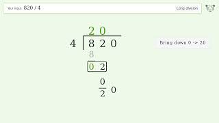 Long Division Problem 820/4: Step-by-Step Video Solution