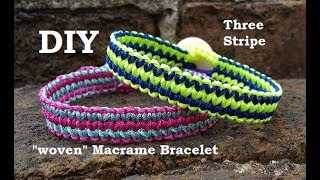 DIY Three Stripe Woven Macrame Bracelet Tutorial