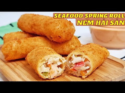 Crispy Seafood Spring Roll Easy Recipe [Subtitles] HNC Kitchen