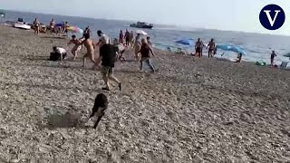 Unos bañistas ayudan a detener a dos traficantes tras quedarse encallada su narcolancha en una playa