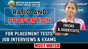 Ratio and Proportion|Shortcuts & Tricks | Placement Tests|Job Interviews & Exams