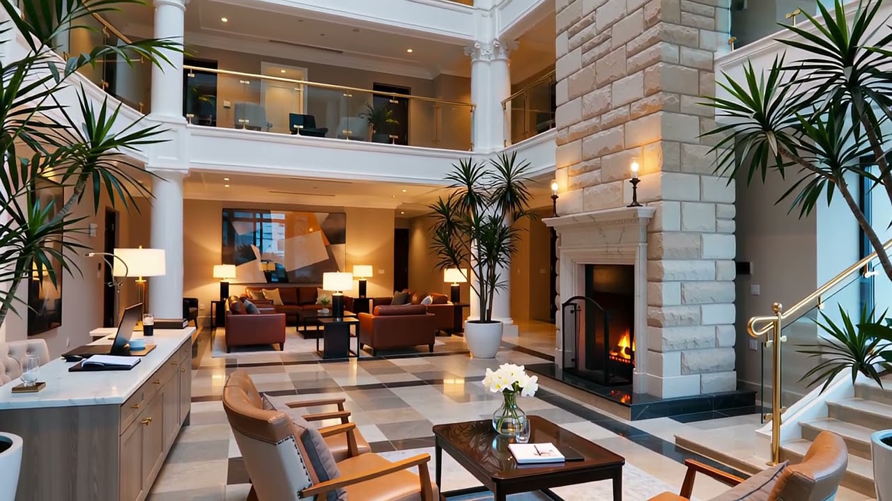 Morning Light in the Lobby Café — Soft Social Lounge Motion