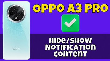 Oppo A3 Pro Lock Screen Notifications Settings || Hide/Show Notification content