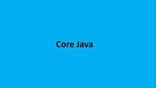 Core Java Course Intro