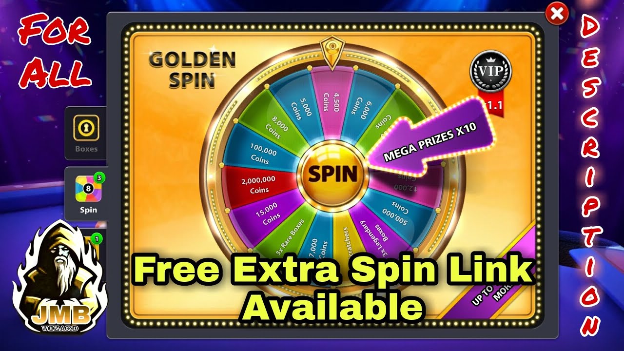 Free Extra Spin Link For All 8 Ball Pool Free Golden Rewards Today JMBwizard