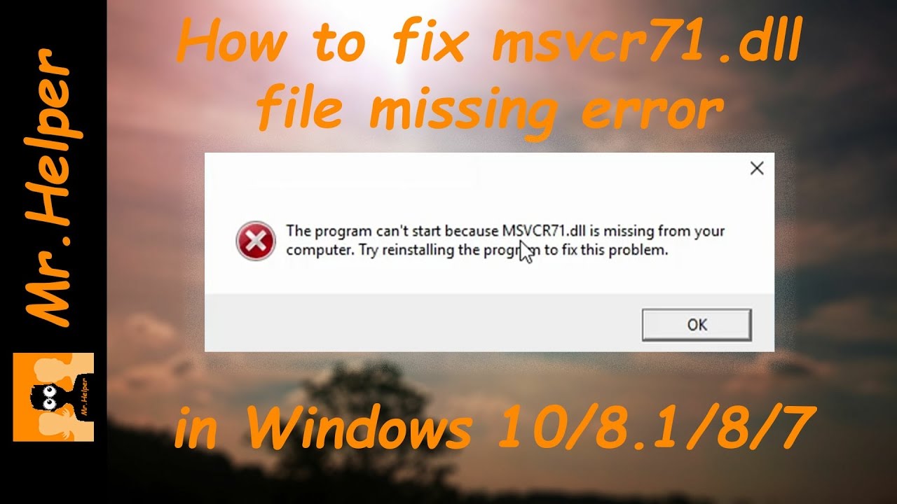 How do you reinstall Msvcr71.dll?