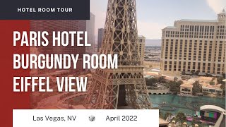 Room with BEST VIEW from Paris Hotel & Casino Las Vegas Burgundy Room  Eiffel Tower Pool View Tour 