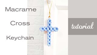 Macrame cross keychain tutorial.Many videos of macrame tutorials here.#macrame #diy #编绳教程
