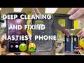 DIRTIEST PHONE AND CASE CLEANING EVER 🤢🤮 YOU WON’T BELIEVE YOUR EYES #asmr #gross #nasty #android