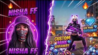 FREE FIRE GIRLS VS BOYS CUSTOM LIVE REACTION | REDEEMCODE GIVEAWAY #freefirelive  #facecam