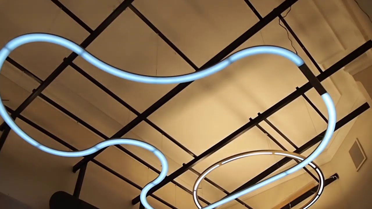 LUO light luminaire system made from bamboo material, exhibition