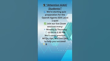 GIAIC Students – Join Our OpenAI Agents SDK Quiz Prep Sessions (Mon & Thu | 12–1:30 PM)