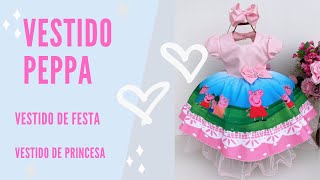 Vestido de festa infantil da Peppa pig para Festa Temática