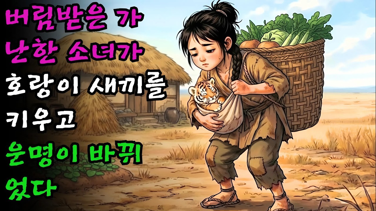 부모에게 버림받아 허름한 초가집에서 살던 가난한 소녀가 어미를 잃은 호랑이 새끼를 홀로 키웠고, 그것이 비참한 운명을 바꾸는 계기가 되었다