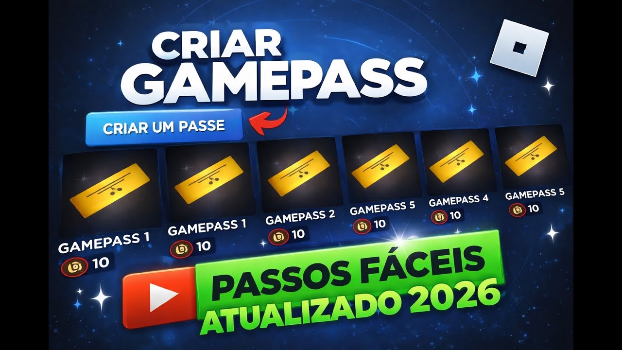 COMO CRIAR GAMEPASS NO ROBLOX ATUALIZADO 2026!🤑 RÁPIDO E SIMPLES!🔥 ...