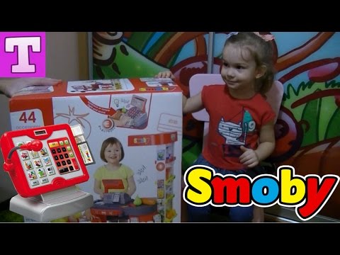 Играем в Магазин Супермаркет Касса Smoby с тележкой - Игрушка для детей Supermarket