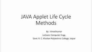 CS-309: Applet Life Cycle Methods.