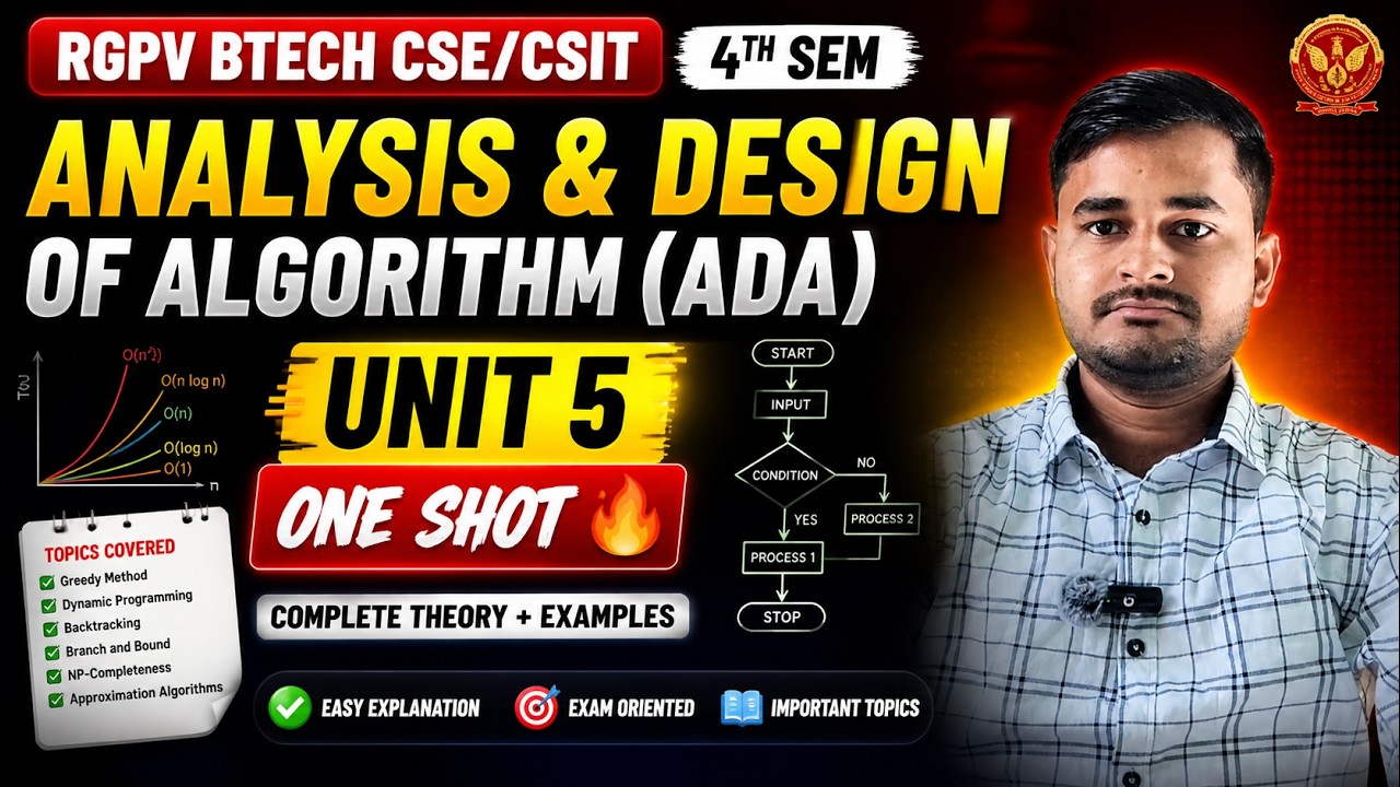 ADA Unit 5 One Shot 🔥 | RGPV BTech CSE/CSIT 4th Sem | Complete Theory ...