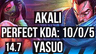 AKALI vs YASUO (MID) | 10/0/5, 66% winrate, Legendary | BR Master | 14.7