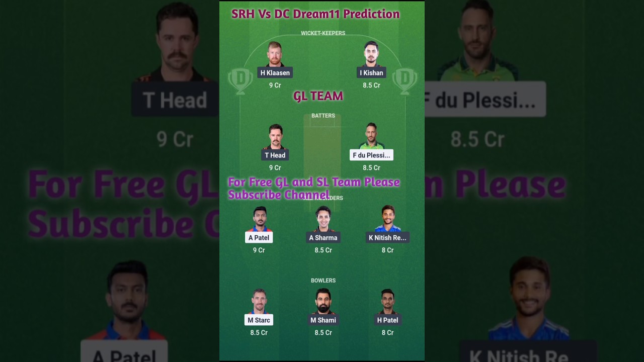 DC Vs SRH Dream11 Team| Delhi Capitals Vs Sunrisers Hyderabad Dream11 Prediction today