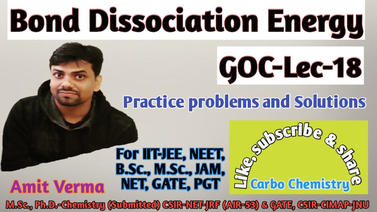 Bond Dissociation/Bond energy(BDE)|Enthalpy of dissociation|Factors affect bond dissociation energy|