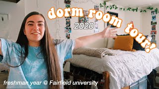 college DORM ROOM TOUR fairfield university freshman year 2020 angie dortenzio