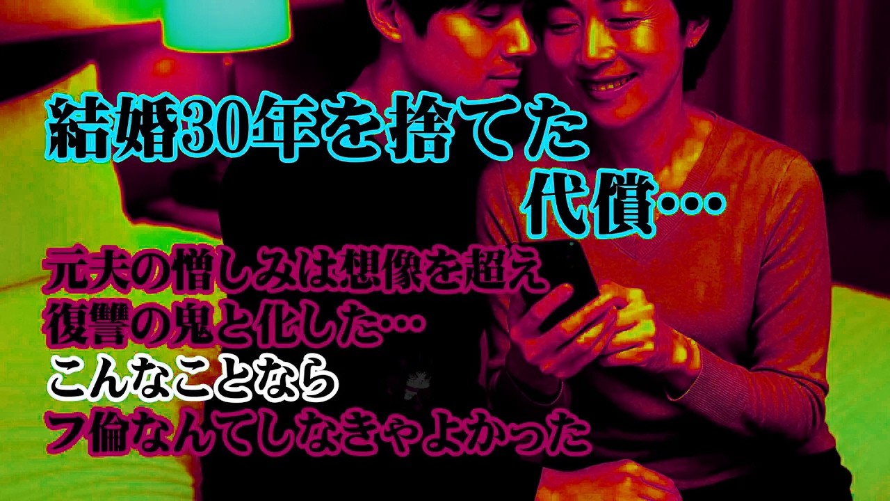【離婚】結婚30年を捨てた代償…元夫の憎しみは私の想像を遥かに超え復讐の鬼と化した…こんなことならフ倫なんてしなきゃよかったと私は絶望の淵へ落ちた…【シニア恋愛】