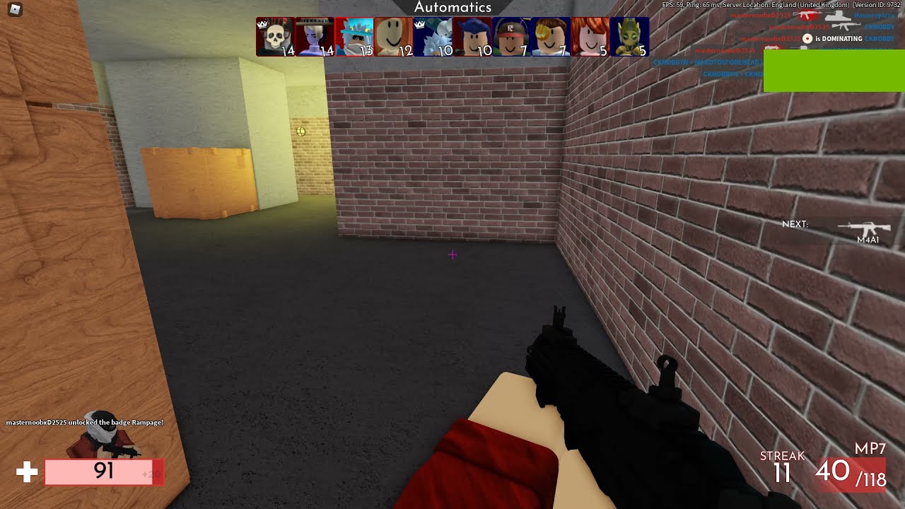 I had a streak of 11 in Roblox Arsenal