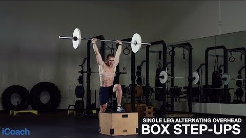 Barbell Single Leg Overhead Alternating Box Step Ups