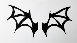 How to draw Bat wings || Wings drawing tutorial