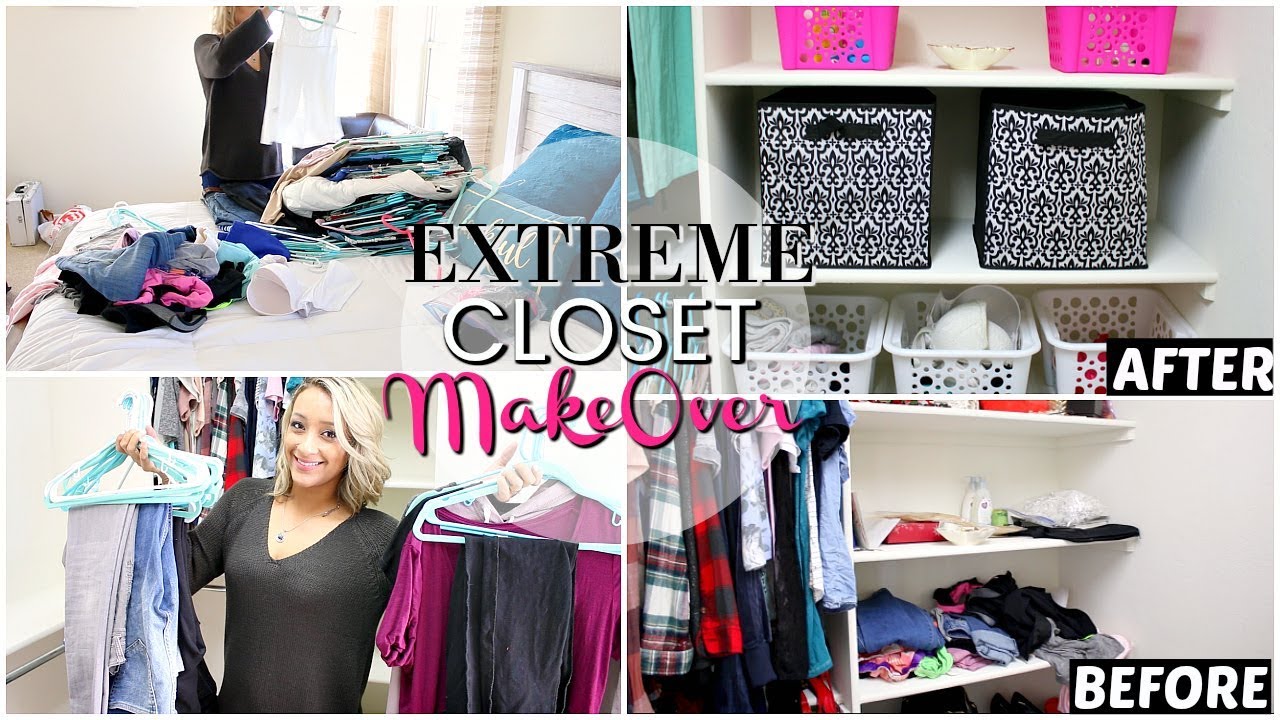 EXTREME CLOSET CLEANING | DECLUTTER & ORGANIZE WITH ME 2018 | GIVEAWAY ...