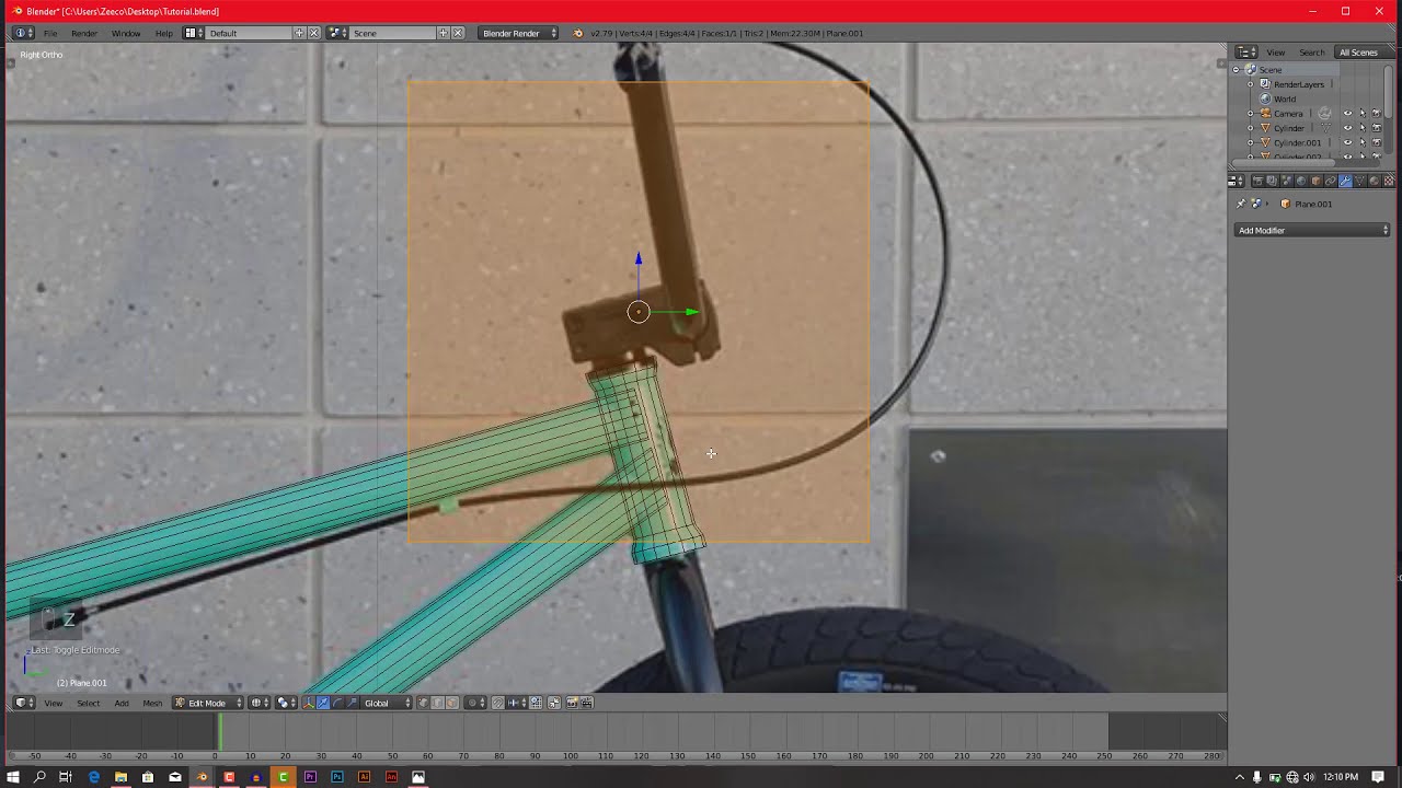 Blender Tutorial Modelling A Realistic Bike Part 2 (Handle And Stem
