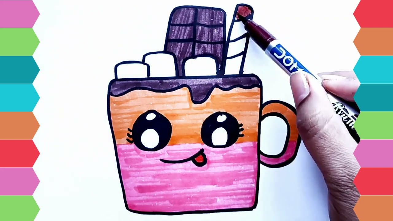 How to Draw a CUTE Hot Chocolate Mug! ☕🍫 (Super Easy!)