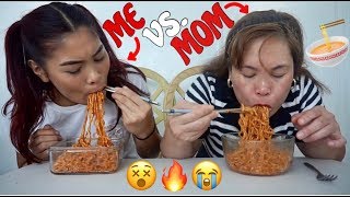 2X SPICY FIRE NOODLE CHALLENGE | MOTHER & DAUGHTER EDITION!| (Part 2)