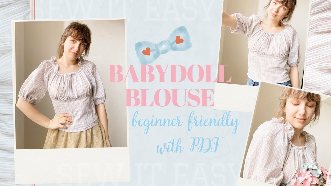 🌻 Sewing Tutorial Babydoll Blouse with Puff Sleeves and Ruffle Detail