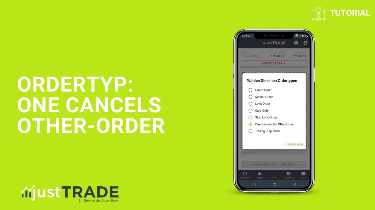 So platzierst du eine One Cancels Other-Order bei justTRADE – Ordertypen erklärt