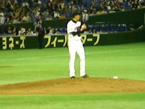 09年4月22日　日本ハムvsソフトバンク＠東京ドーム　八木投手投球練習