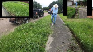 Mowing Extremely Messy & Overgrown Yard (Crazy Transformation)