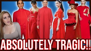 the MEG's BATTLE OF BIG RED PANTSUIT & RED DRESS DISASTERS 2 #meghanmarkle #fashion #reaction *NOTE