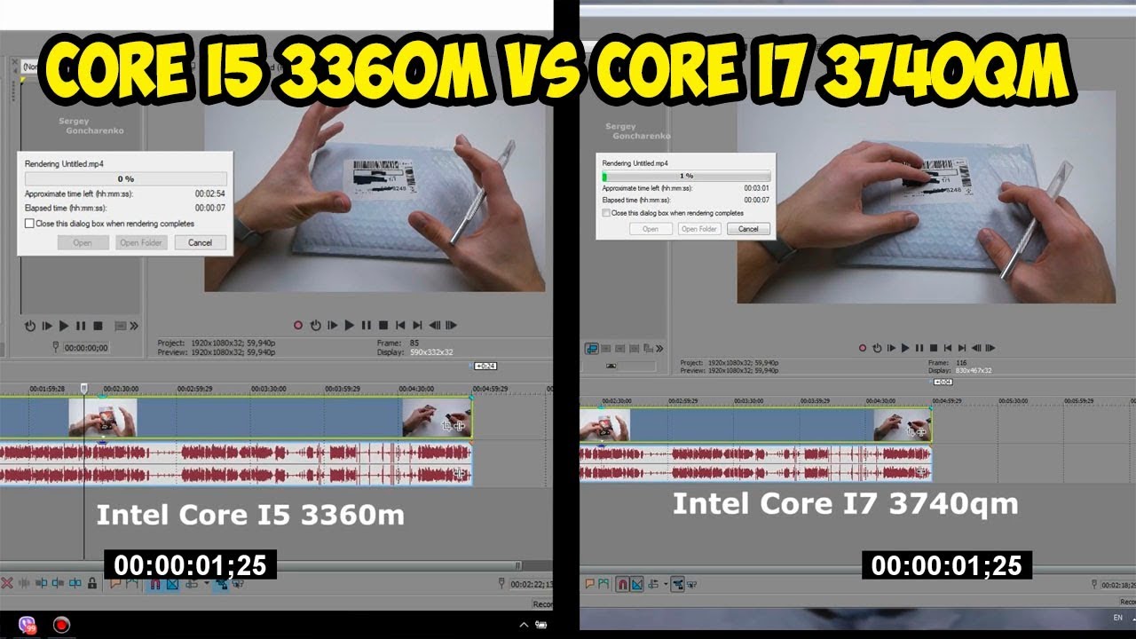 Intel Core I5 3360M VS Intel Core I7 3740QM Sony Vegas Render Video