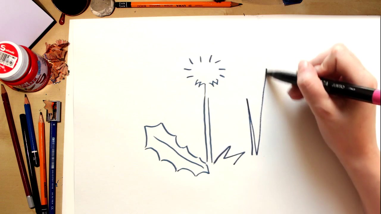 How to draw a Dandelion Flower - drawing flowers with kids ...