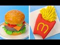 How To Make Hamburger Cake Decorating Ideas 🍕🍟 Most Satisfying Cake Decorating